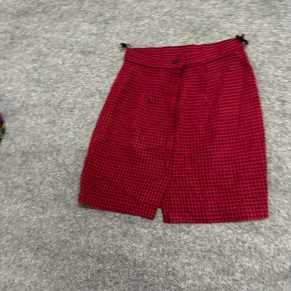 Rampage Skirt Womens Size S Red Wool Blend Houndstooth Mini Front Slit USA Made